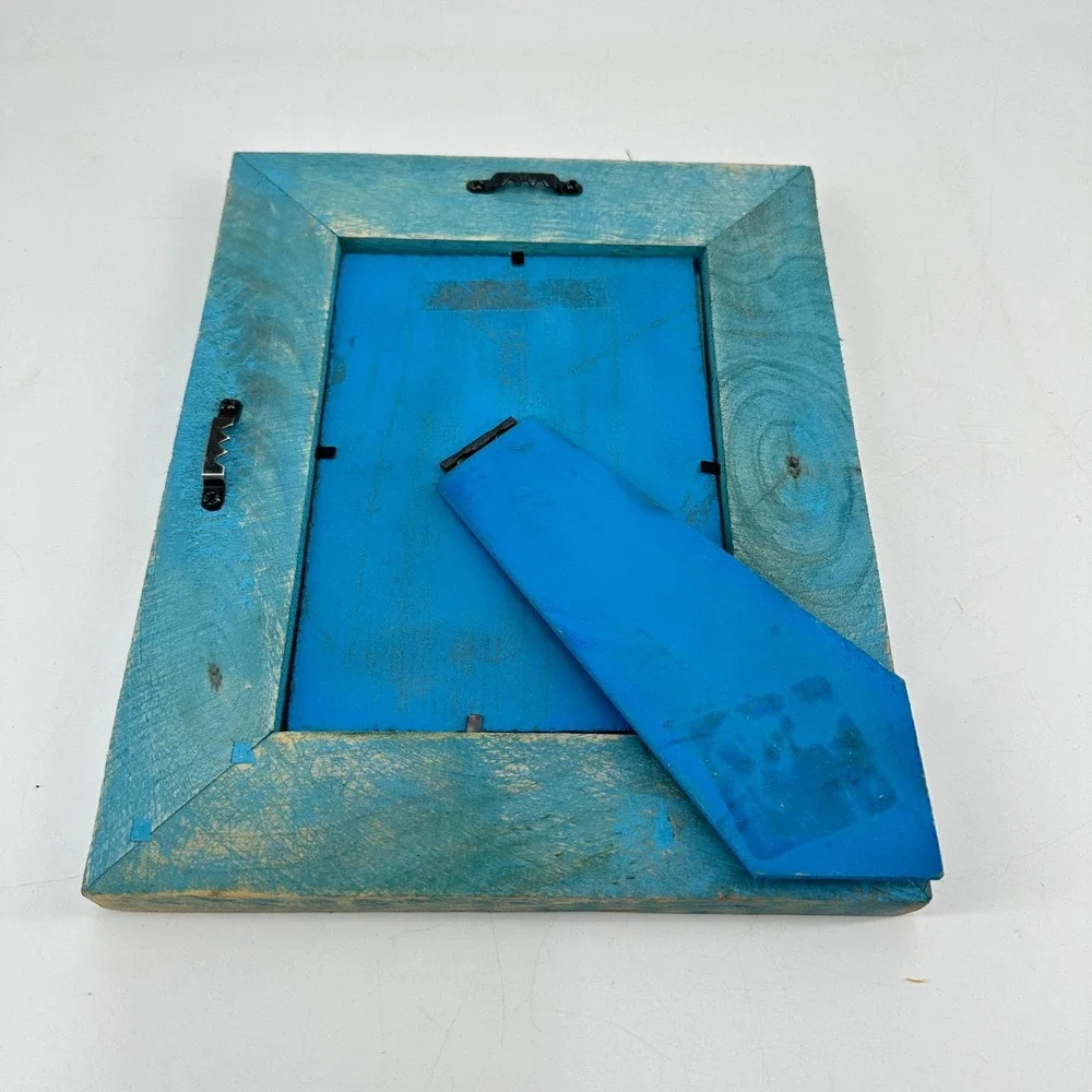 Rustic‎ Distressed Teal Blue Wood Picture Frame 5x7 Tabletop Wall Mount Coastal